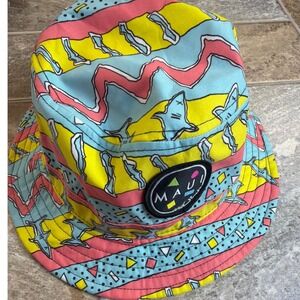 Maui and Sons Bucket Hat Shark Wave Pattern Colorful Summer Beach